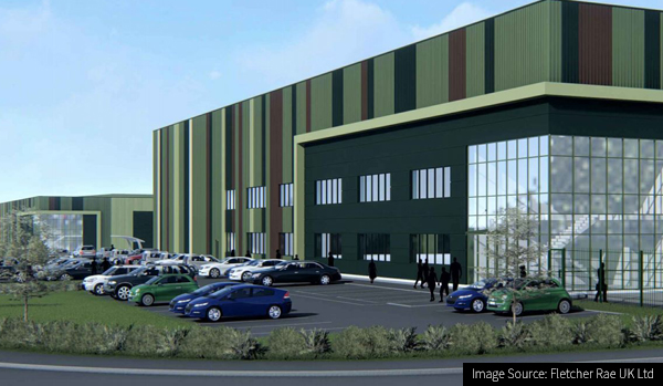 CGI of a industrial construction warehouse project in Bolsover